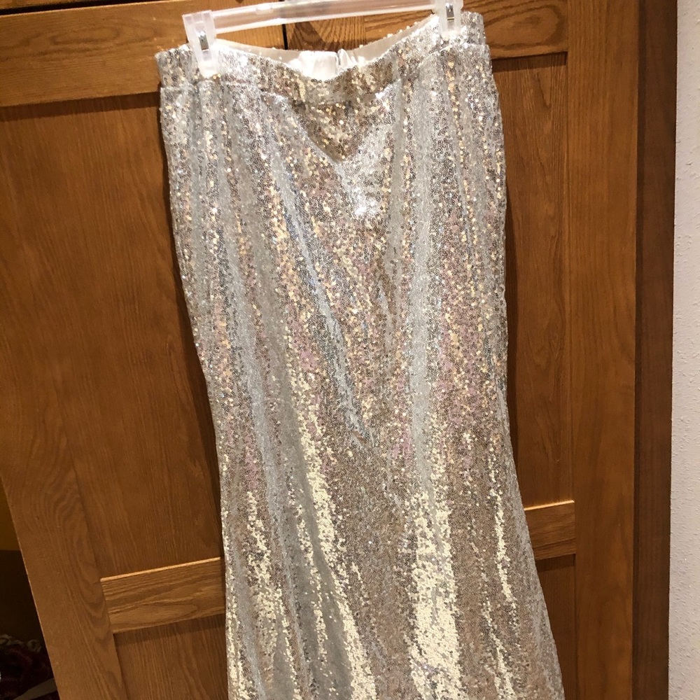 Silver sequence skirt